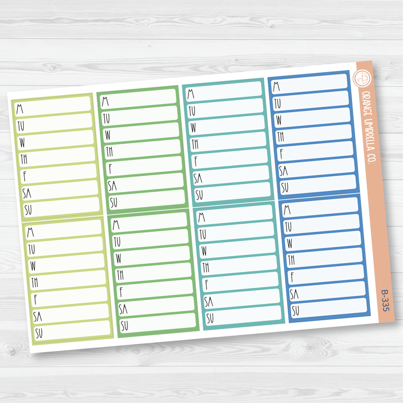 Side Bar Habit Tracker Planner Stickers, Blank Labels for Tracking, Warm Color Print Planning Stickers B-334-336