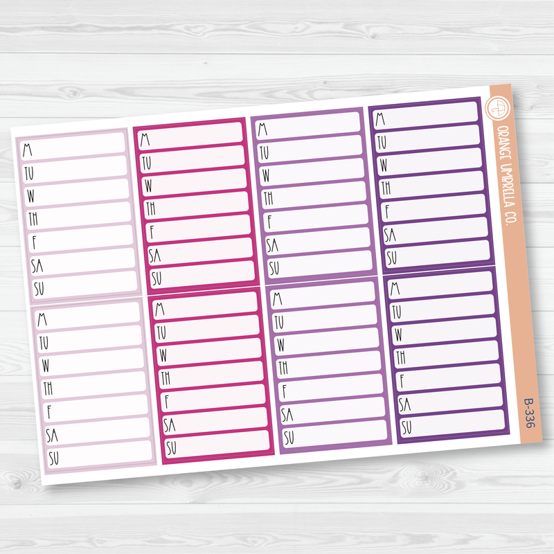 Side Bar Habit Tracker Planner Stickers, Blank Labels for Tracking, Warm Color Print Planning Stickers B-334-336