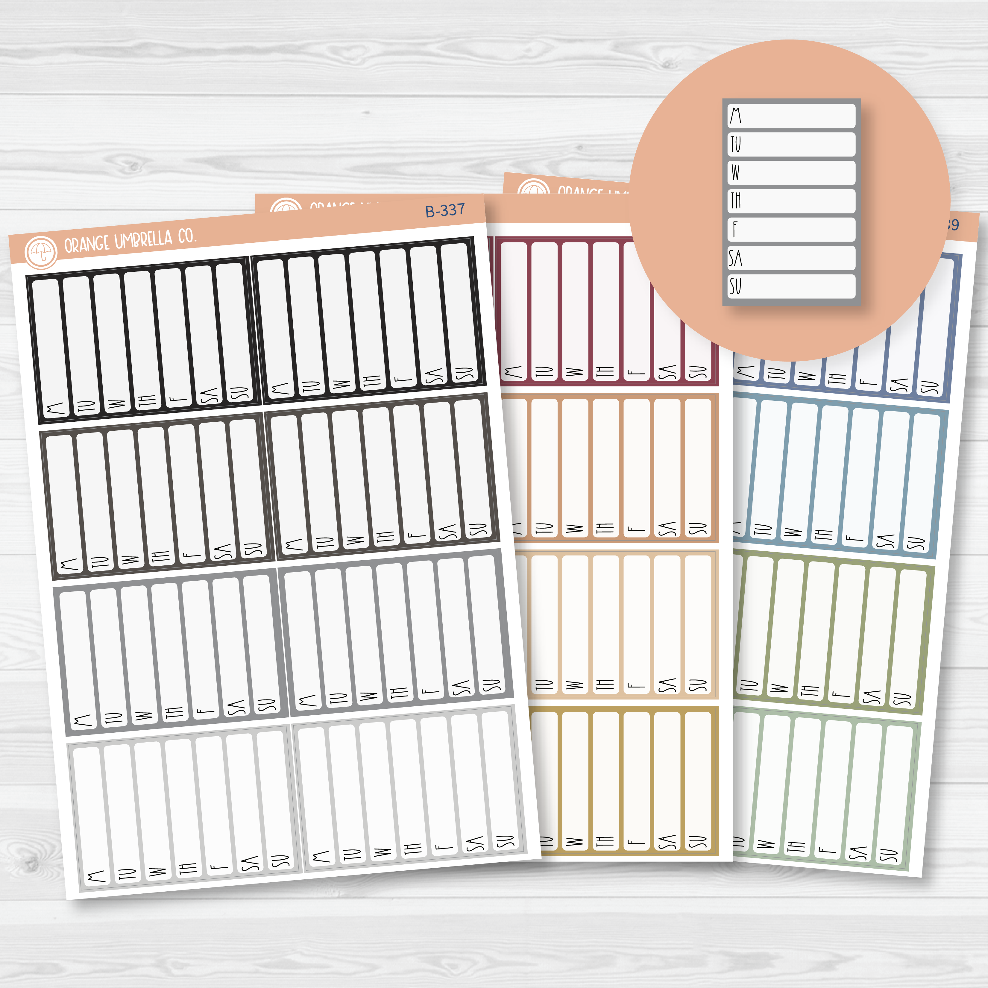 CLEARANCE | Side Bar Habit Tracker Planner Stickers, Blank Labels for Tracking, Neutral Color Print Planning Stickers B-337-339