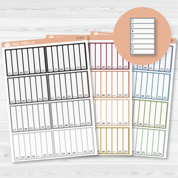 Side Bar Habit Tracker Planner Stickers, Blank Labels for Tracking, Neutral Color Print Planning Stickers B-337-339