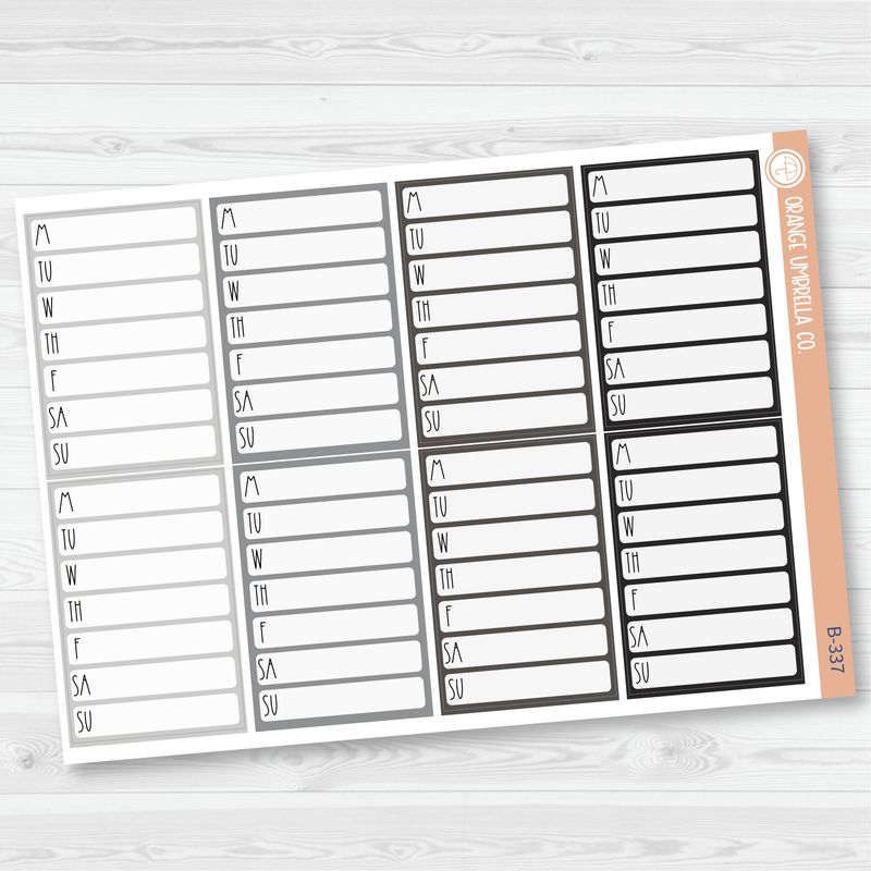 Side Bar Habit Tracker Planner Stickers, Blank Labels for Tracking, Neutral Color Print Planning Stickers B-337-339
