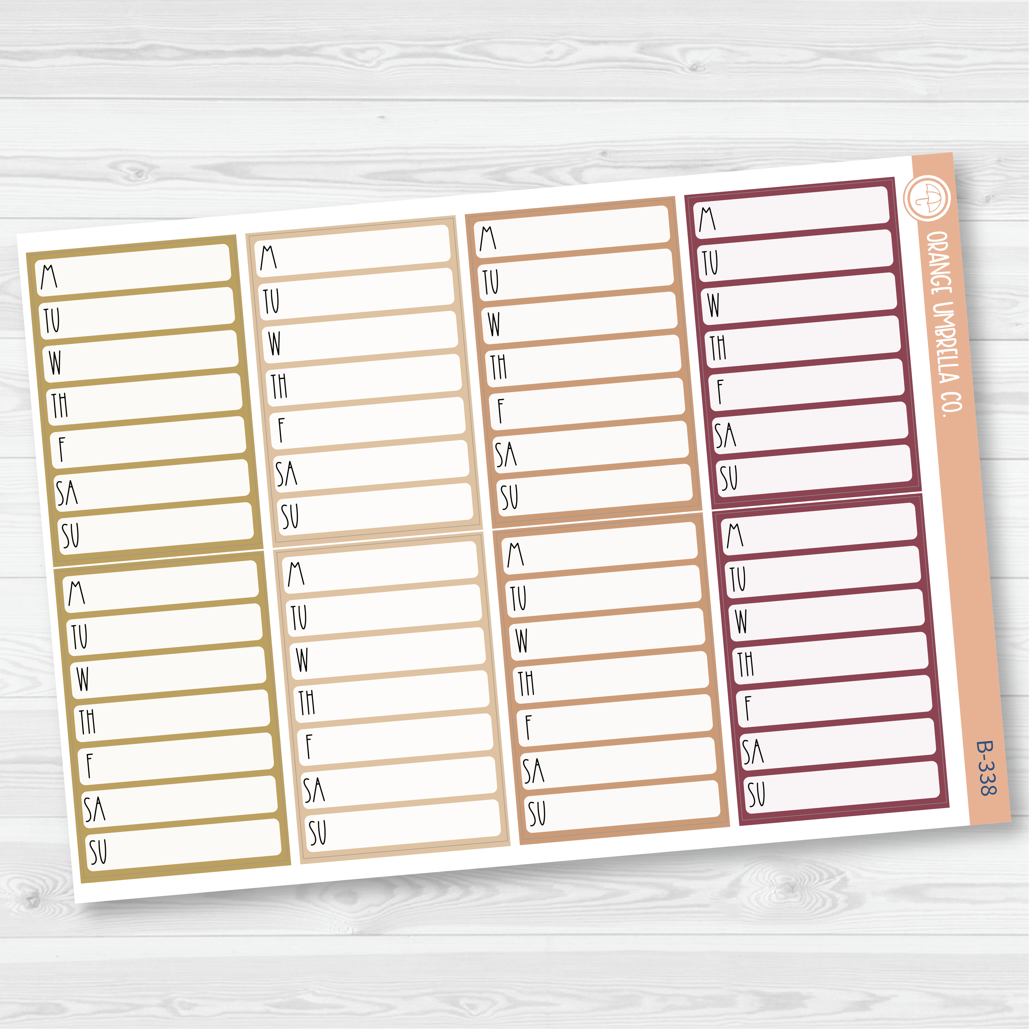 CLEARANCE | Side Bar Habit Tracker Planner Stickers, Blank Labels for Tracking, Neutral Color Print Planning Stickers B-337-339