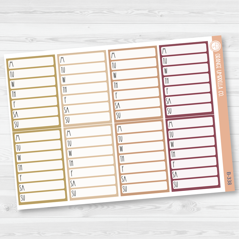 Side Bar Habit Tracker Planner Stickers, Blank Labels for Tracking, Neutral Color Print Planning Stickers B-337-339