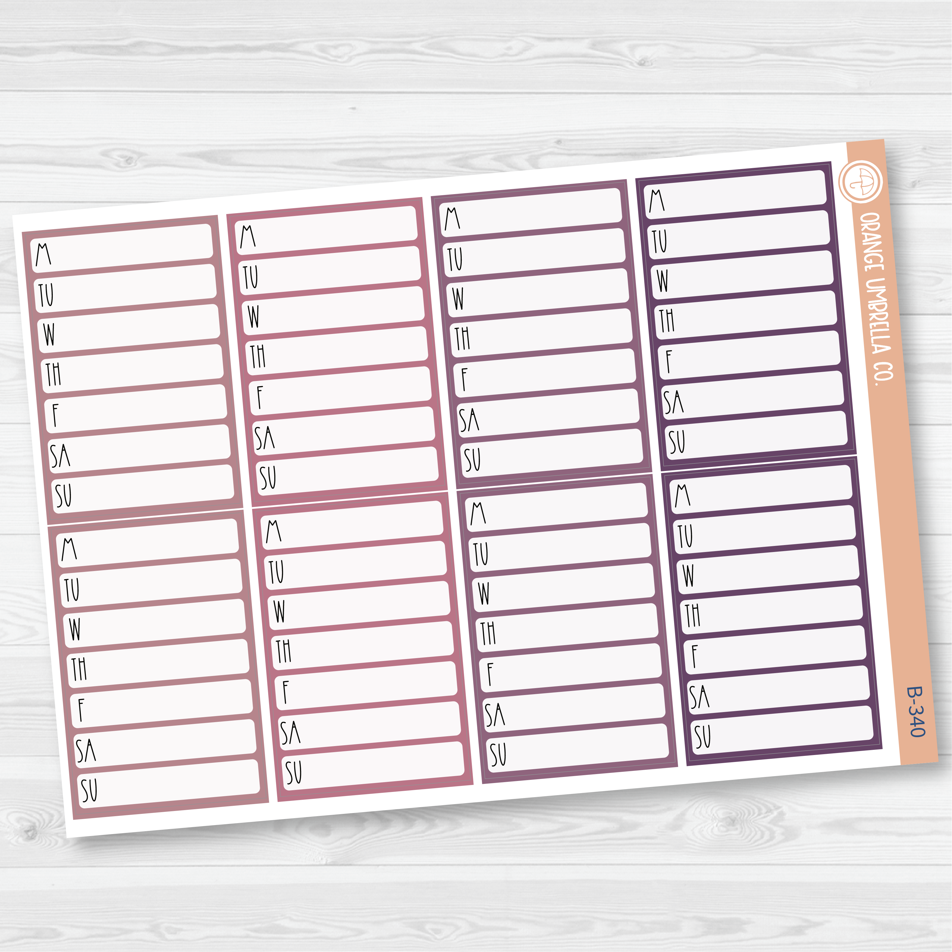 CLEARANCE | Side Bar Habit Tracker Planner Stickers, Blank Labels for Tracking, Pink/Purple Color Print Planning Stickers B-340-341
