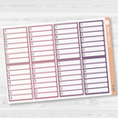 Side Bar Habit Tracker Planner Stickers, Blank Labels for Tracking, Pink/Purple Color Print Planning Stickers B-340-341