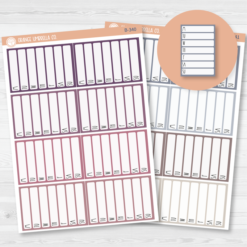 Side Bar Habit Tracker Planner Stickers, Blank Labels for Tracking, Pink/Purple Color Print Planning Stickers B-340-341