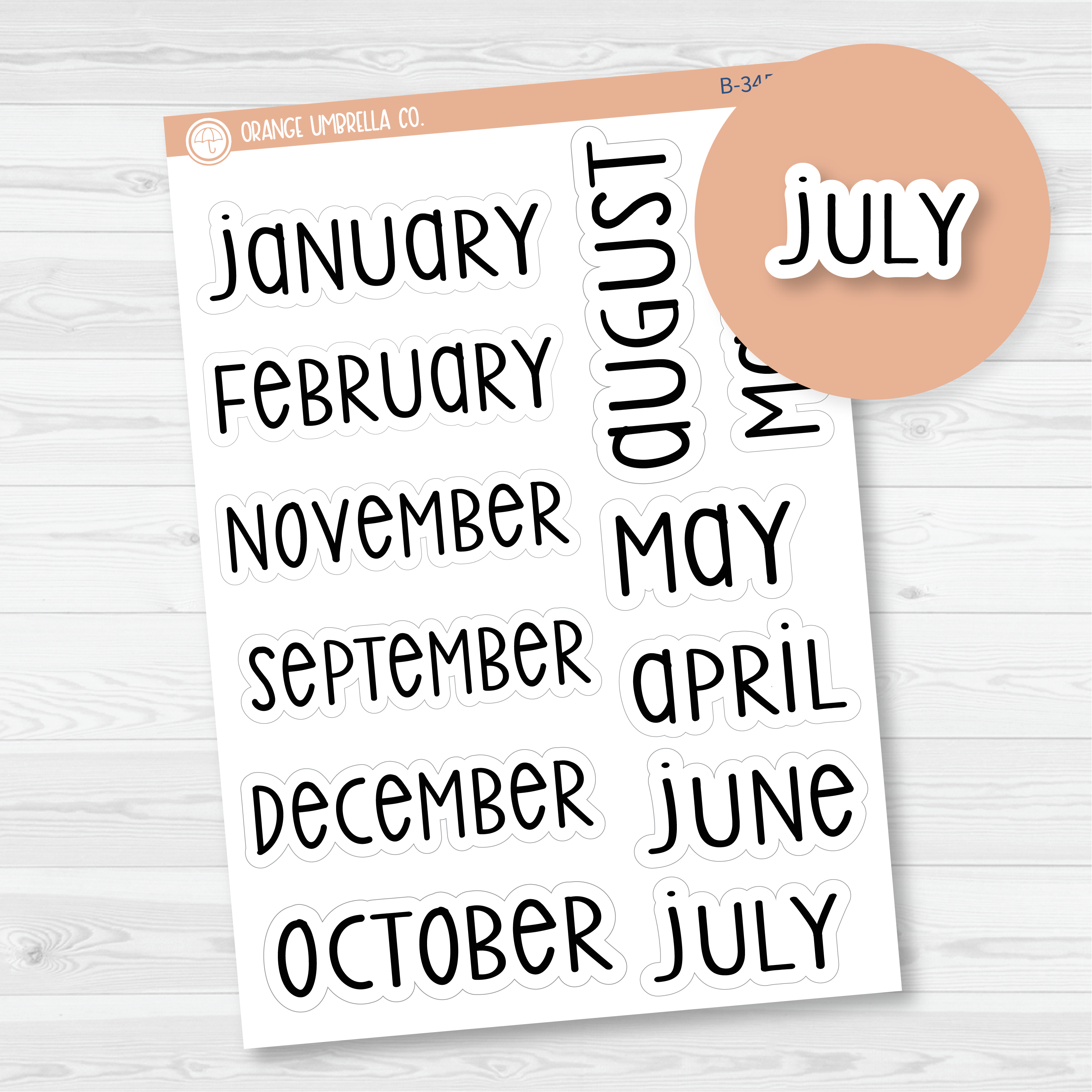 CLEARANCE | Month Name Script Planner Stickers | F3  | B-345-B