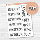 Month Name Script Planner Stickers | F3  | B-345-B