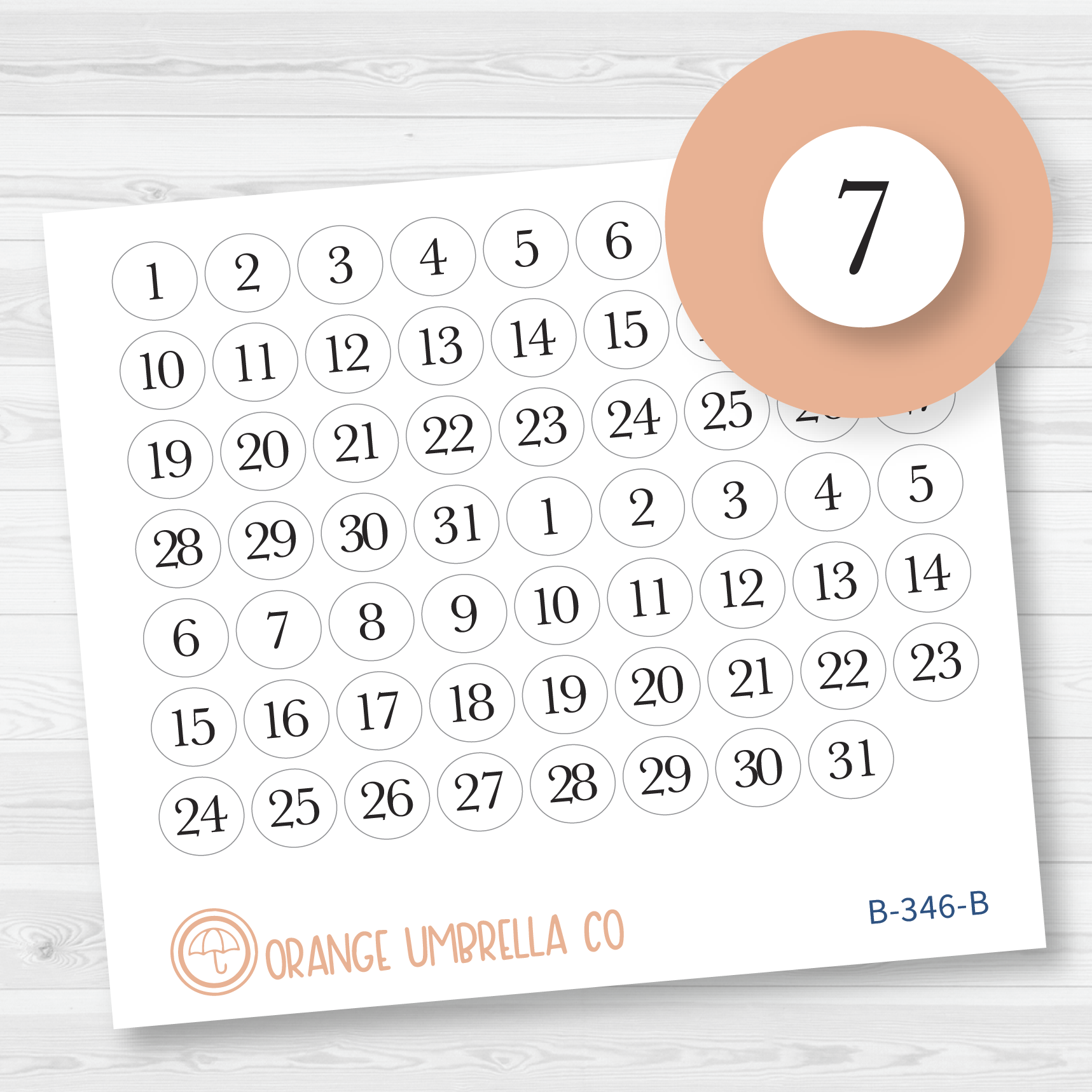 White Date Dot Planner Stickers, Date Numbers Planner Stickers | B-346-B
