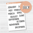 Month Name Mini Script Planner Stickers | F3 | B-351-B