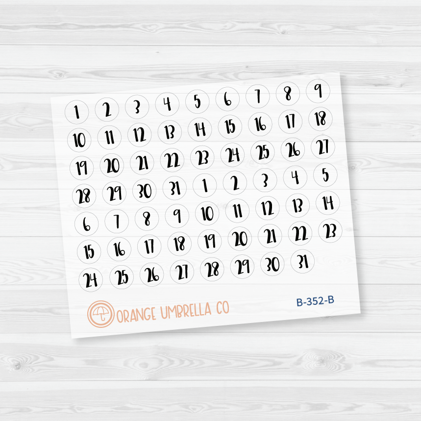 Date Dot Cover Planner Stickers | Circle | B-352