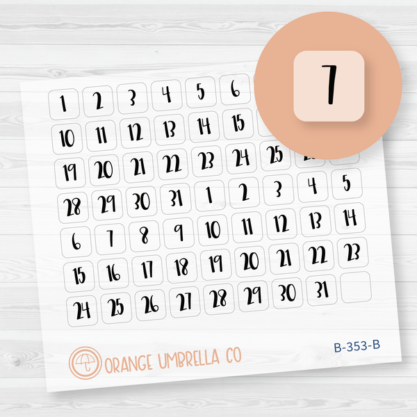 Date Dot Cover Planner Stickers | Square Clear Matte | B-353-BCM
