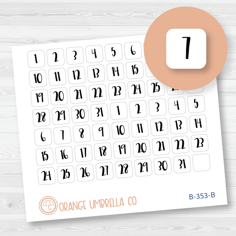 Date Dot Cover Planner Stickers | F1 Square | B-353-B / 920-036-001-WH