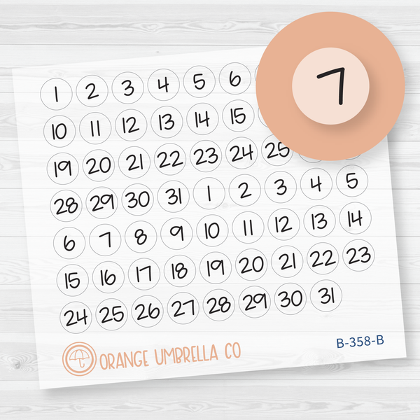 Date Dot Cover Jen Plans Script Planner Stickers | FJP Circle Clear Matte | B-358-BCM