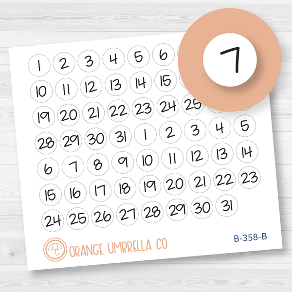 Date Dot Jen Plans Script Planner Stickers | FJP Circle | B-358-B / 920-048-001-WH