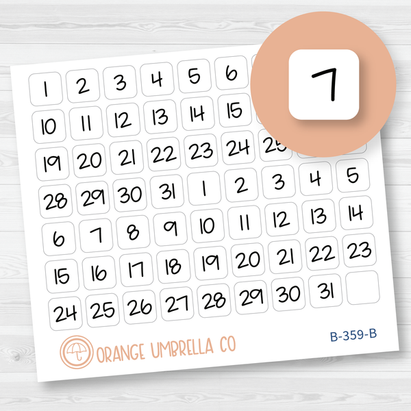 Date Dot Cover Jen Plans Script Planner Stickers | FJP Square | B-359-B