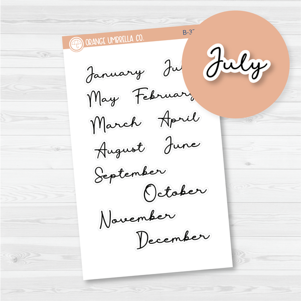 Month Name Script Planner Stickers | F5 | B-371 / 920-061-001-WH