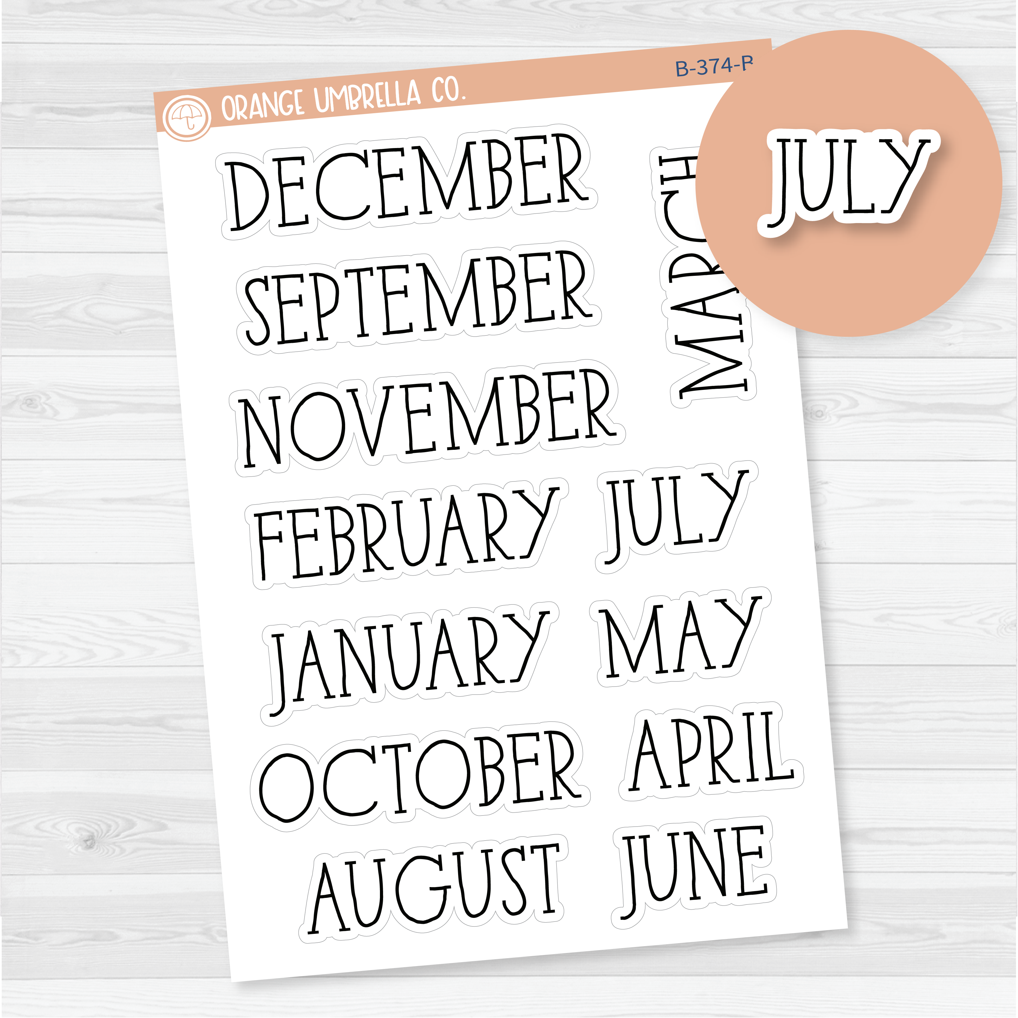 CLEARANCE | Month Name Header Script Planner Stickers | FC11  | B-374