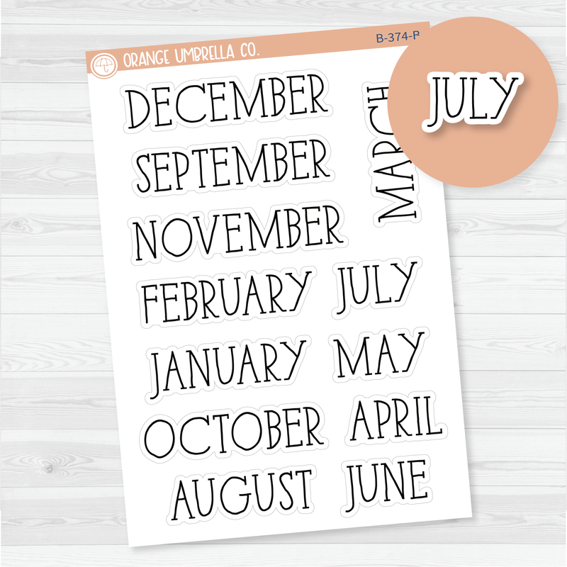 Month Name Header Script Planner Stickers | FC11  | B-374