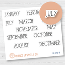 Month Name Header Script Planner Stickers - A5 Plum | FC11 | B-375