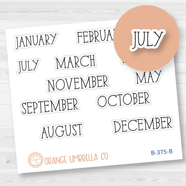Month Name Header Script Planner Stickers - A5 Plum | FC11 | B-375 / 920-068-001-WH