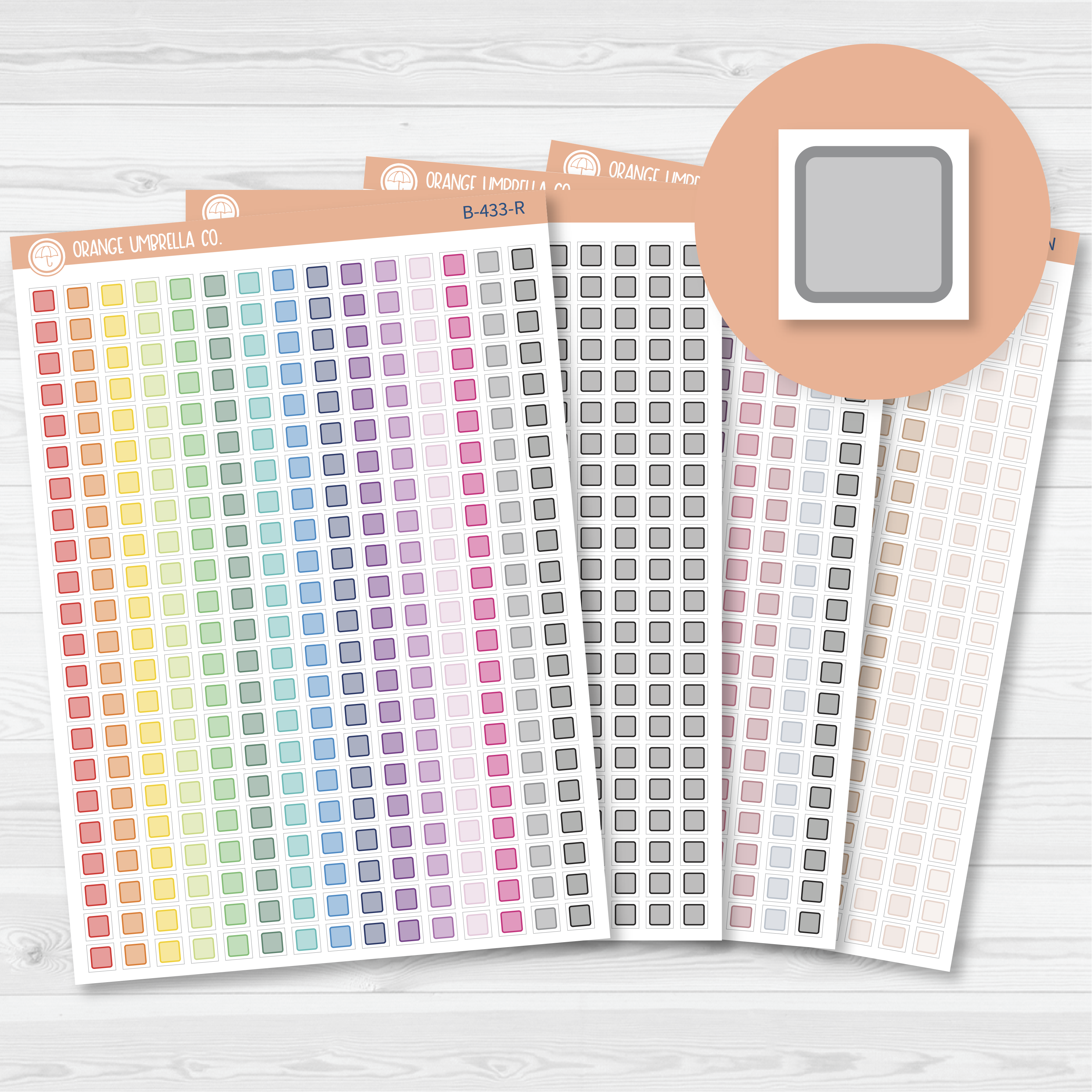 Checkbox - Individual Single Color Coding Planner Stickers | Square