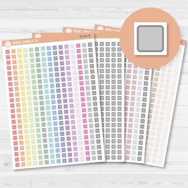 Checkbox - Individual Single Color Coding Planner Stickers | Square | B-433