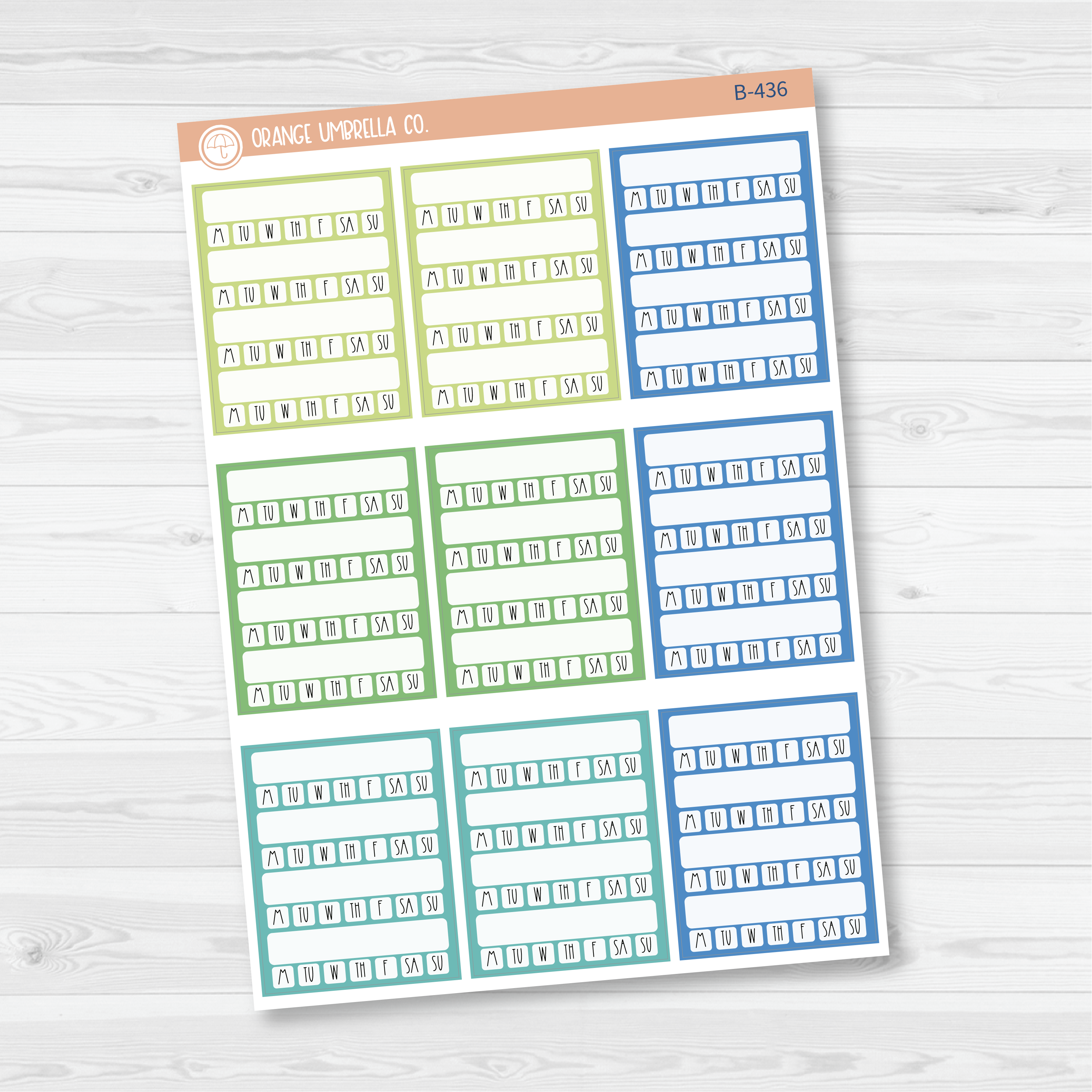CLEARANCE | Side Bar Week Habit Tracker Planner Stickers, Blank Labels for Tracking, Color Print Planning Stickers (B-435/436/437)