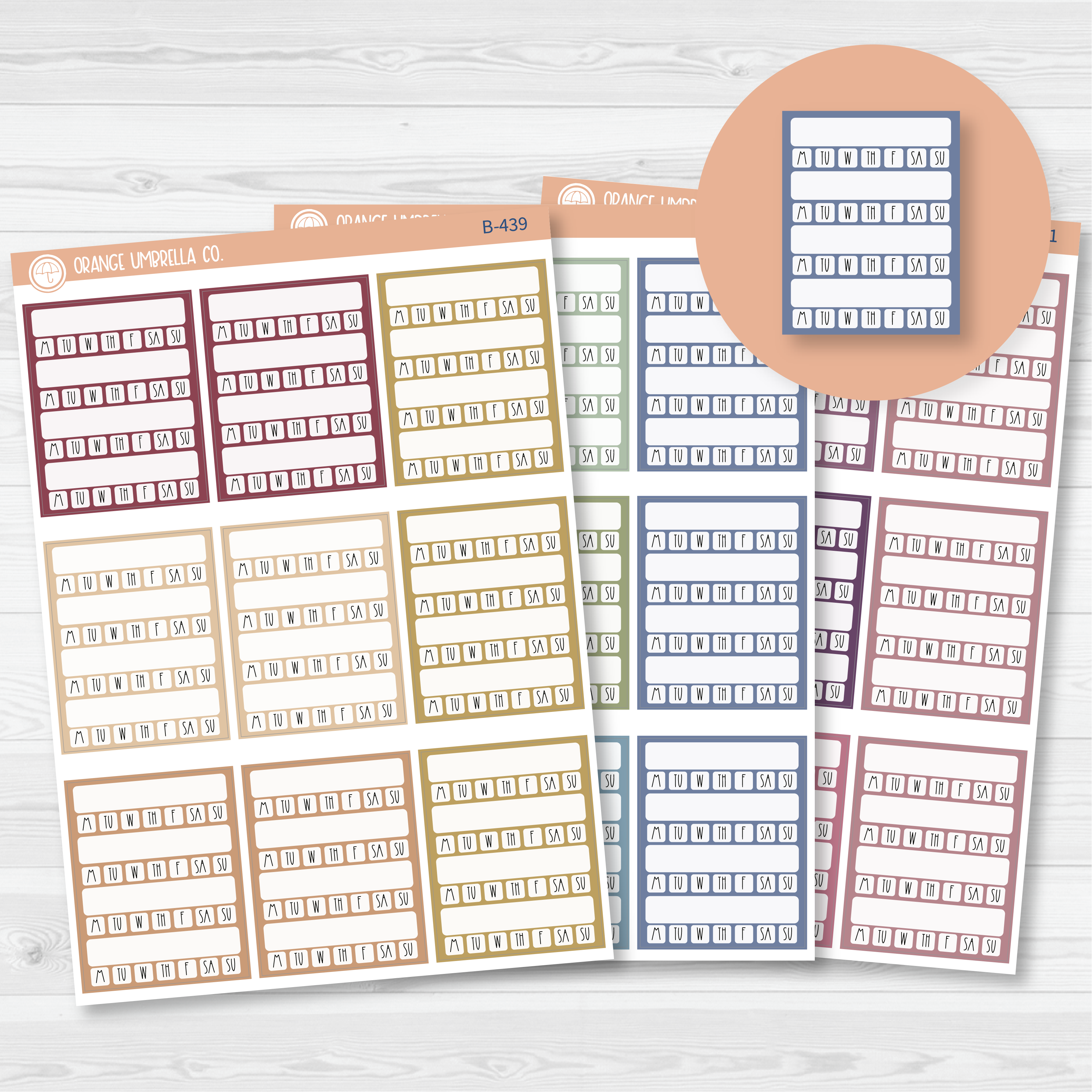 CLEARANCE | Side Bar Week Habit Tracker Planner Stickers, Blank Labels for Tracking, Color Print Planning Stickers (B-439/440/441)