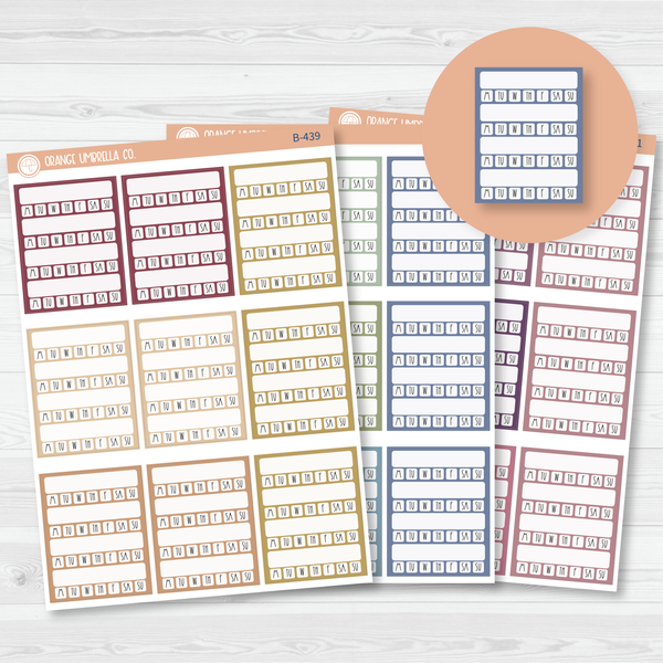 Side Bar Week Habit Tracker Planner Stickers, Blank Labels for Tracking, Color Print Planning Stickers (B-439/440/441)