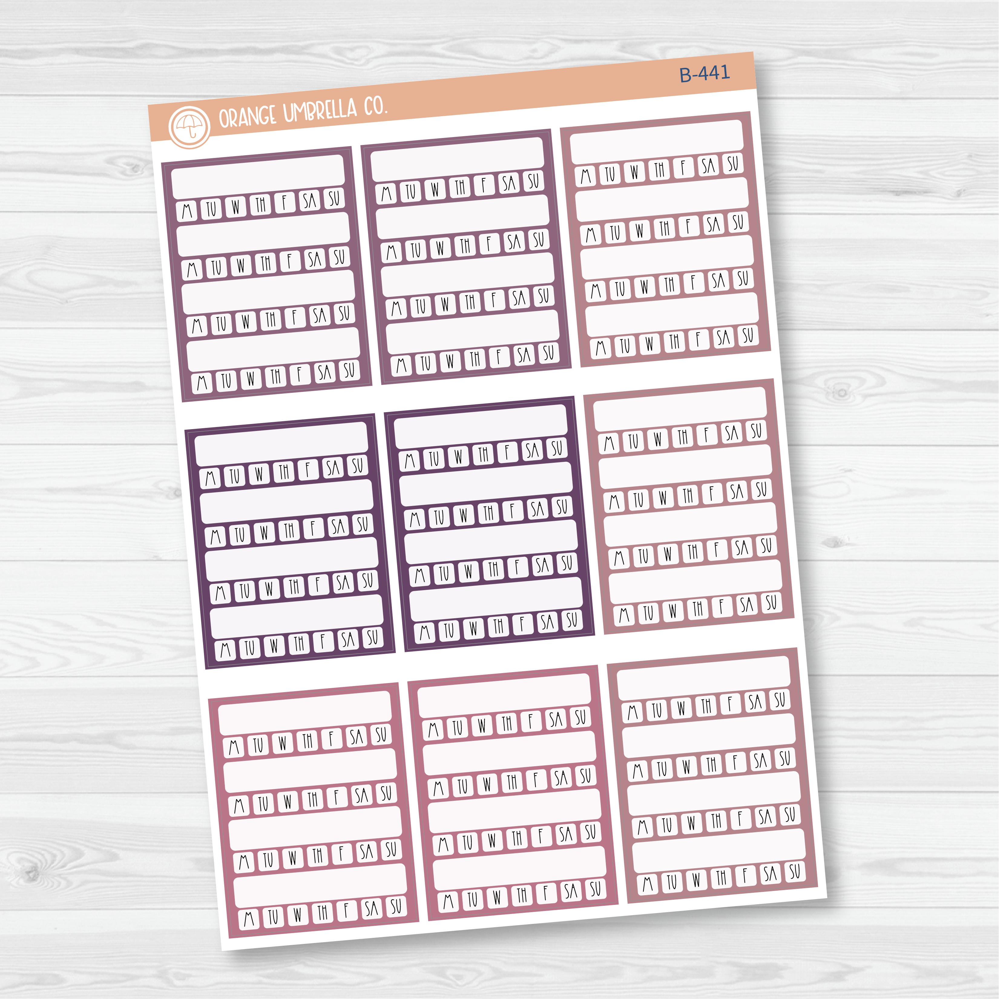 CLEARANCE | Side Bar Week Habit Tracker Planner Stickers, Blank Labels for Tracking, Color Print Planning Stickers (B-439/440/441)