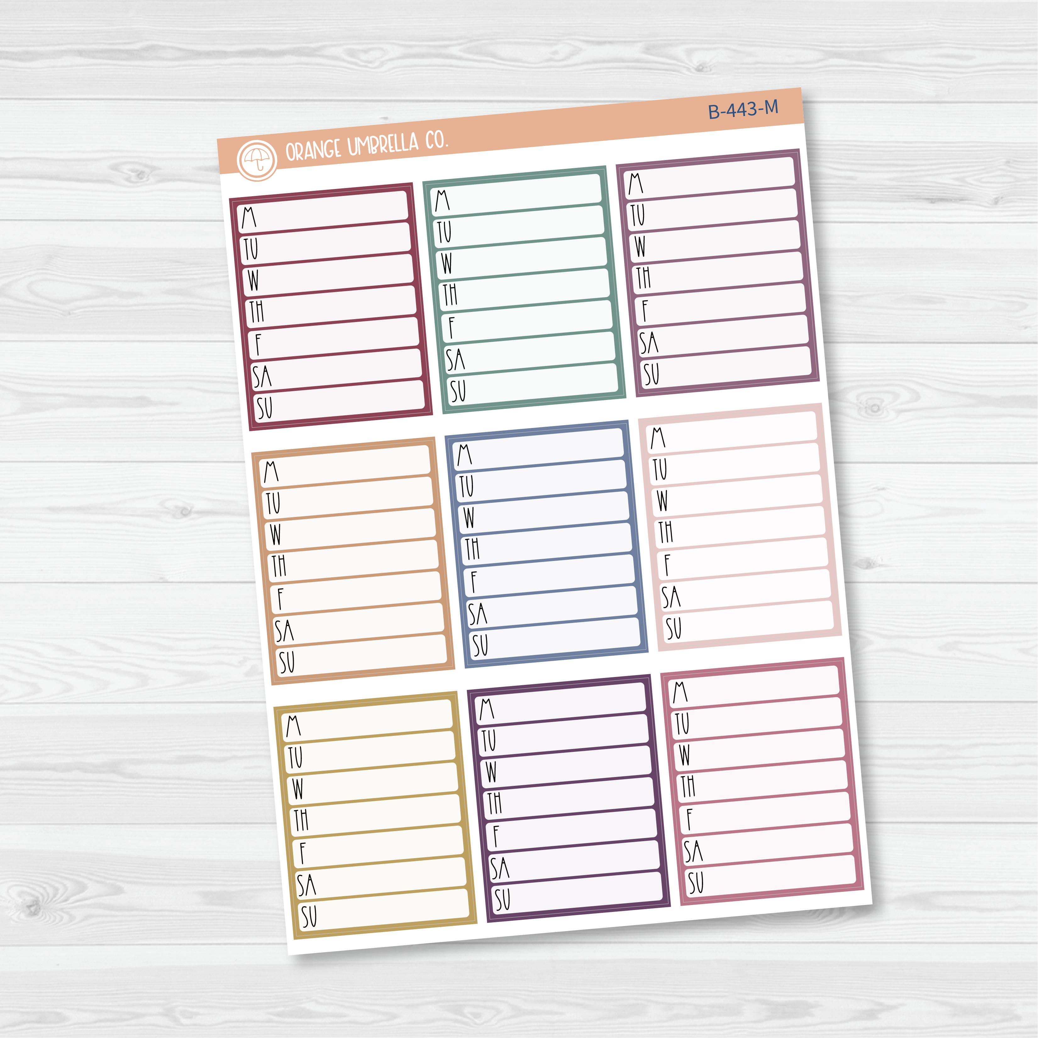 CLEARANCE | Side Bar Weekly Habit Tracker Planner Stickers, Blank Labels for Tracking, Color Print Planning Stickers (B-443)