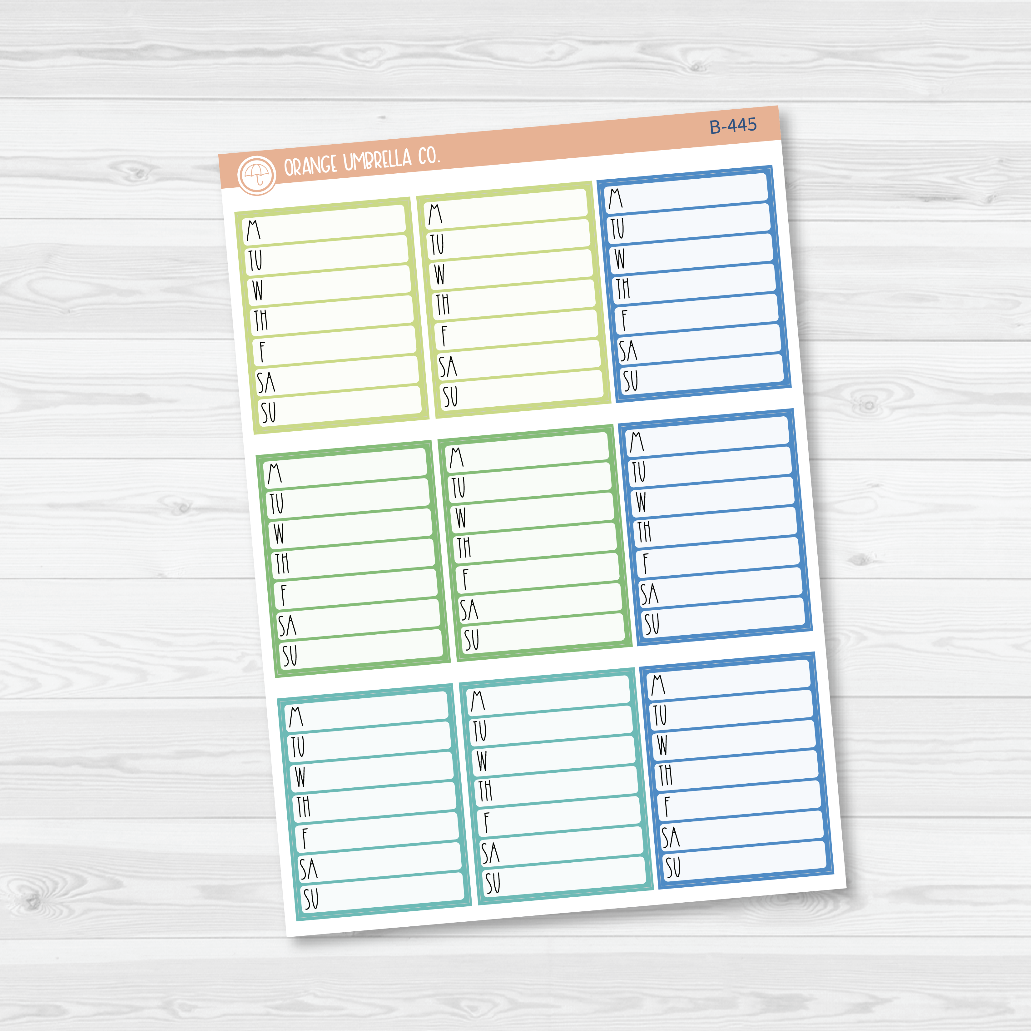 CLEARANCE | Side Bar Weekly Habit Tracker Planner Stickers, Blank Labels for Tracking, Color Print Planning Stickers (B-444/445/446)