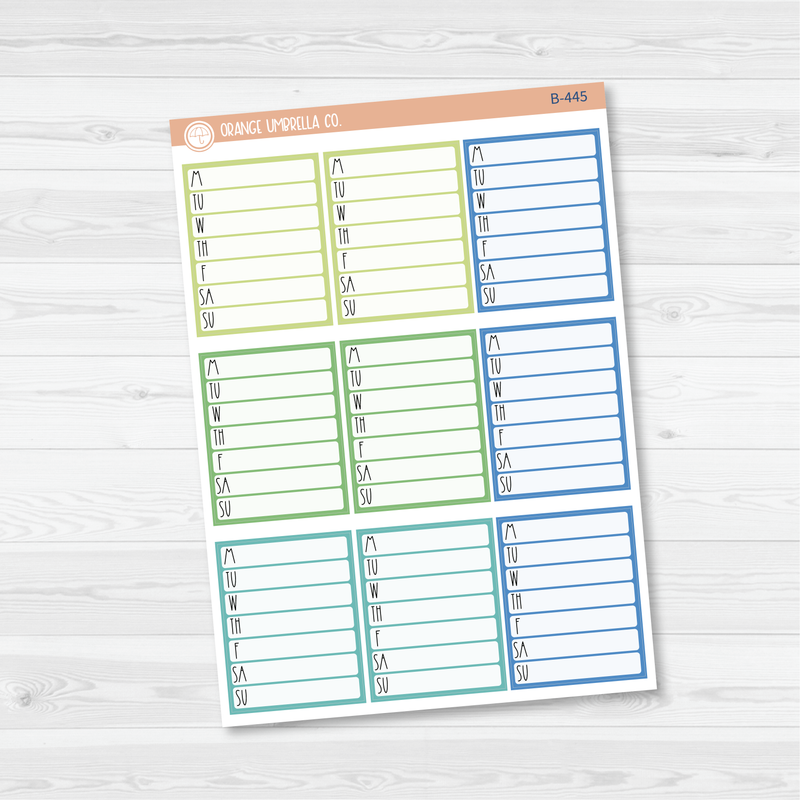 Side Bar Weekly Habit Tracker Planner Stickers, Blank Labels for Tracking, Color Print Planning Stickers (B-444/445/446)