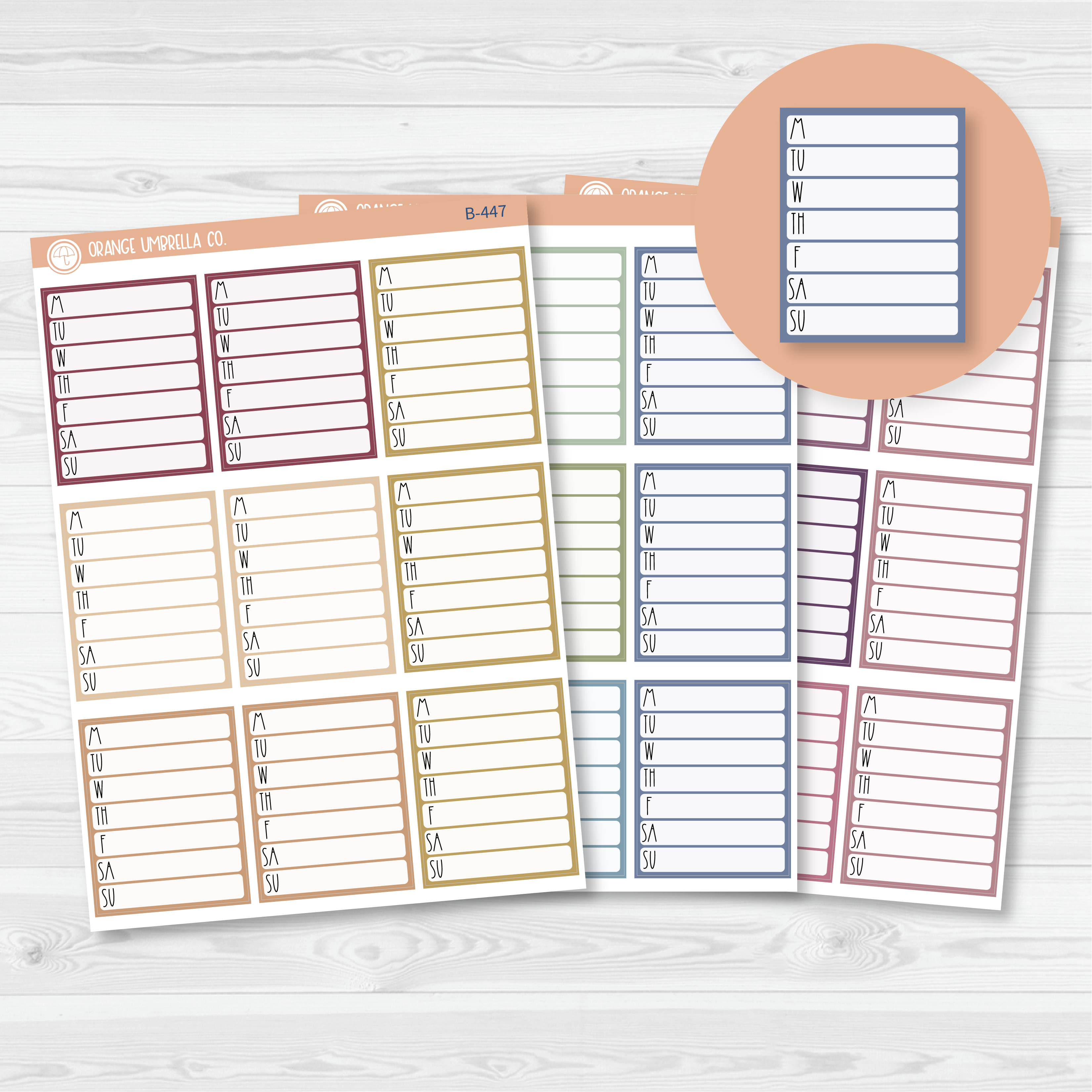 CLEARANCE | Side Bar Weekly Habit Tracker Planner Stickers, Blank Labels for Tracking, Color Print Planning Stickers (B-447/448/449)