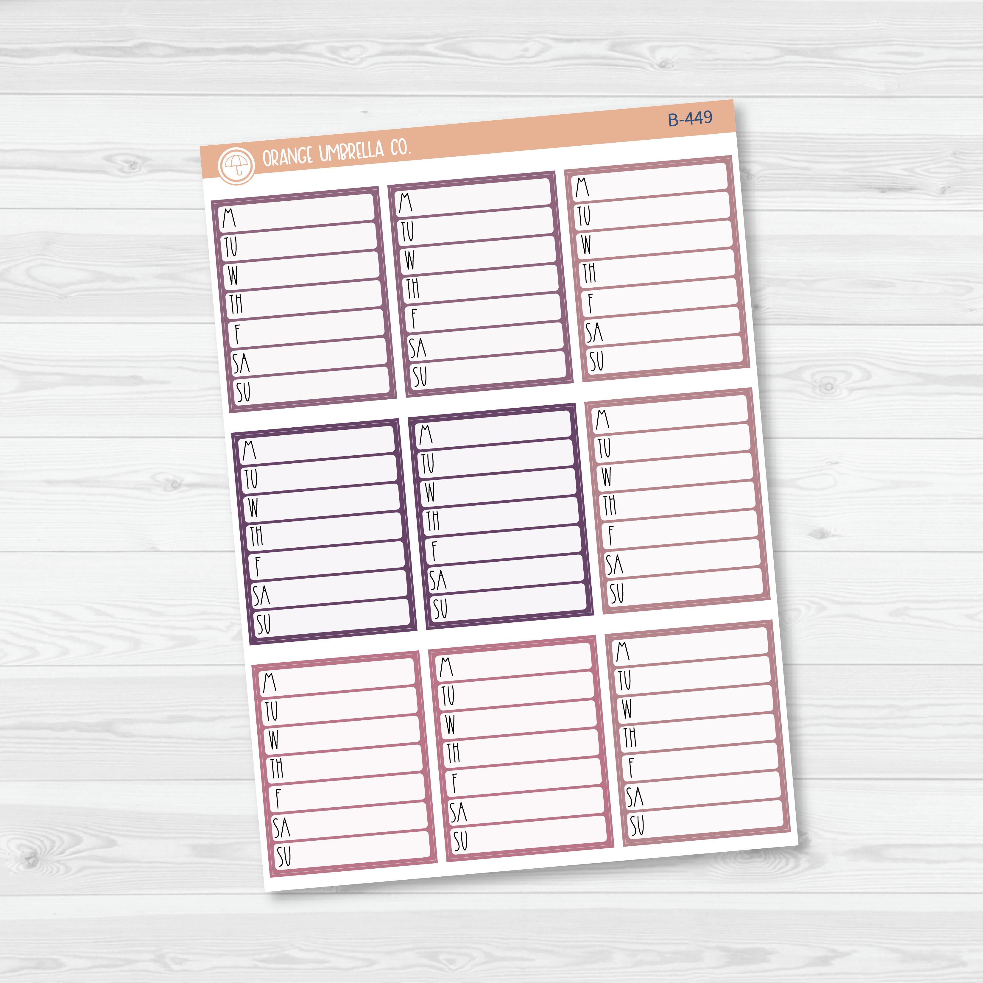 CLEARANCE | Side Bar Weekly Habit Tracker Planner Stickers, Blank Labels for Tracking, Color Print Planning Stickers (B-447/448/449)
