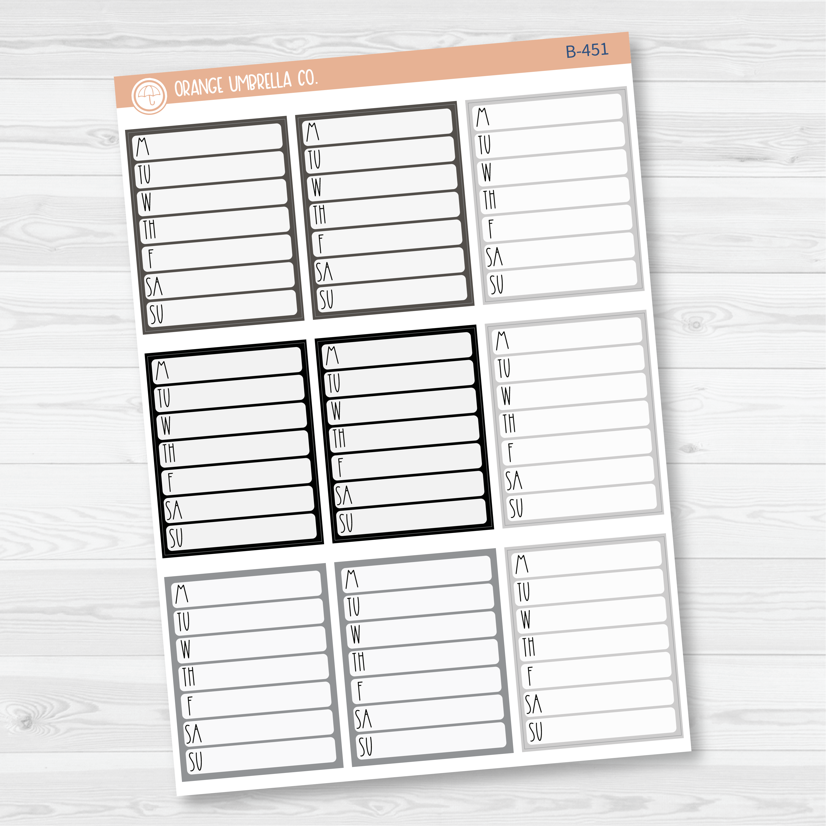 CLEARANCE | Side Bar Weekly Habit Tracker Planner Stickers | Neutrals | B-450/451