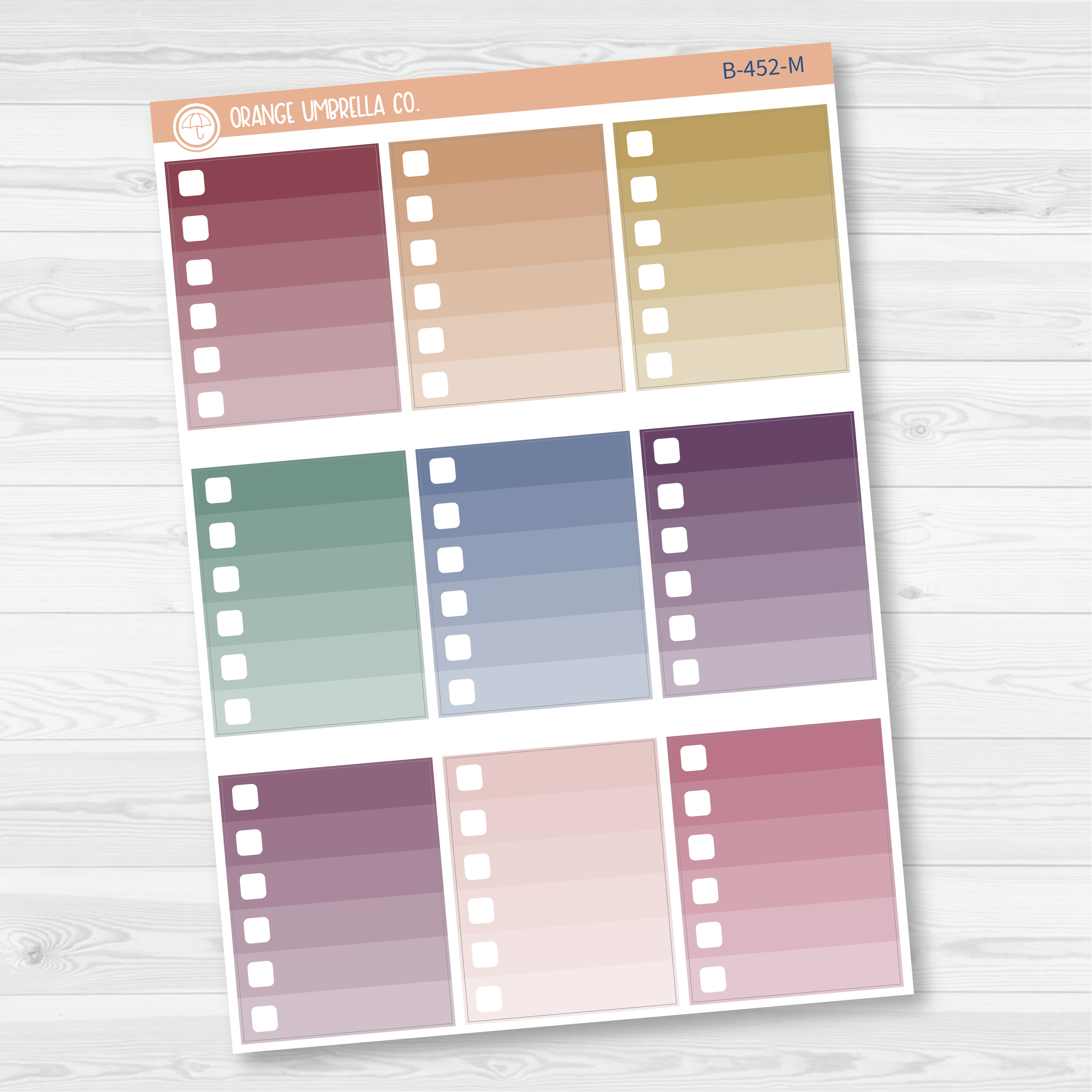 CLEARANCE | Ombre Check Box Planner Stickers | B-452