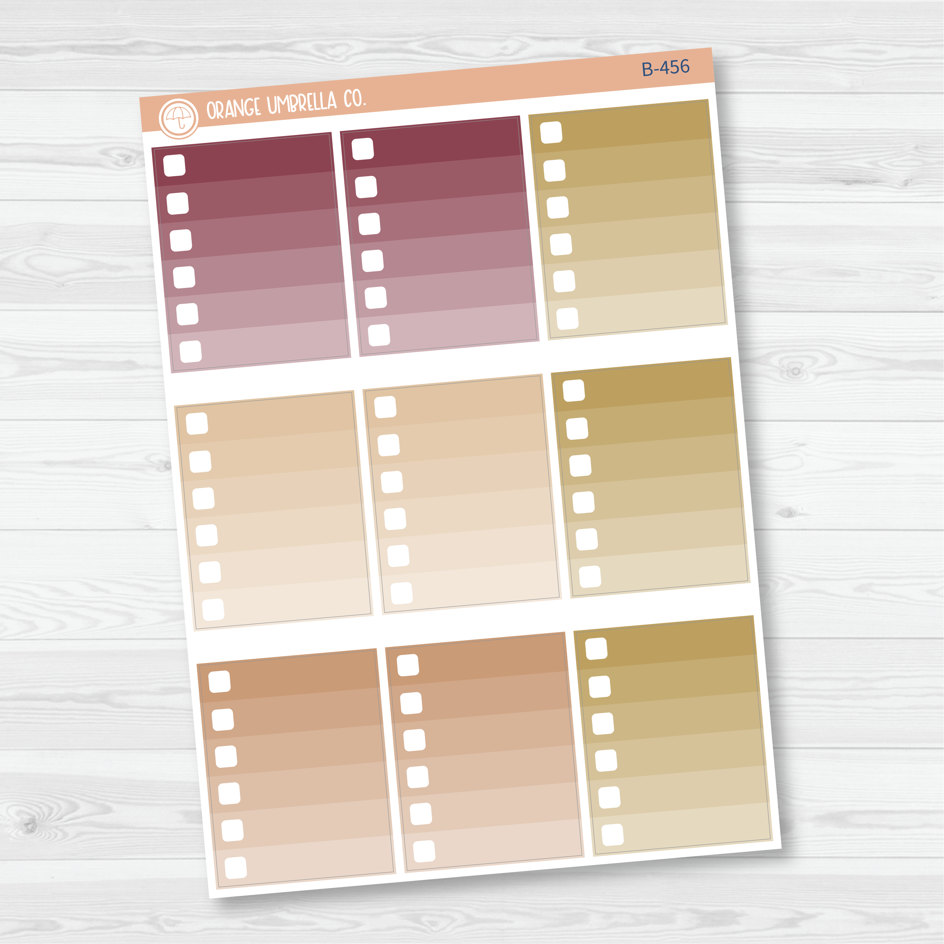 CLEARANCE | Ombre Check Box Planner Stickers | Muted | B-456/457/458)