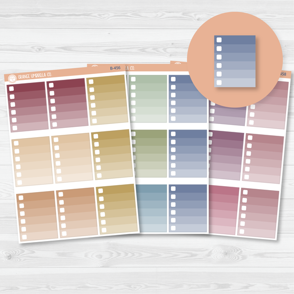 Ombre Check Box Planner Stickers | Muted | B-456/457/458)