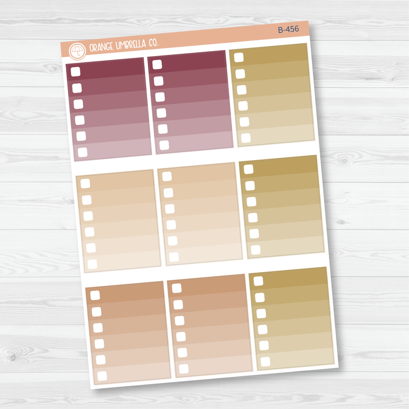 Ombre Check Box Planner Stickers | Muted | B-456/457/458)