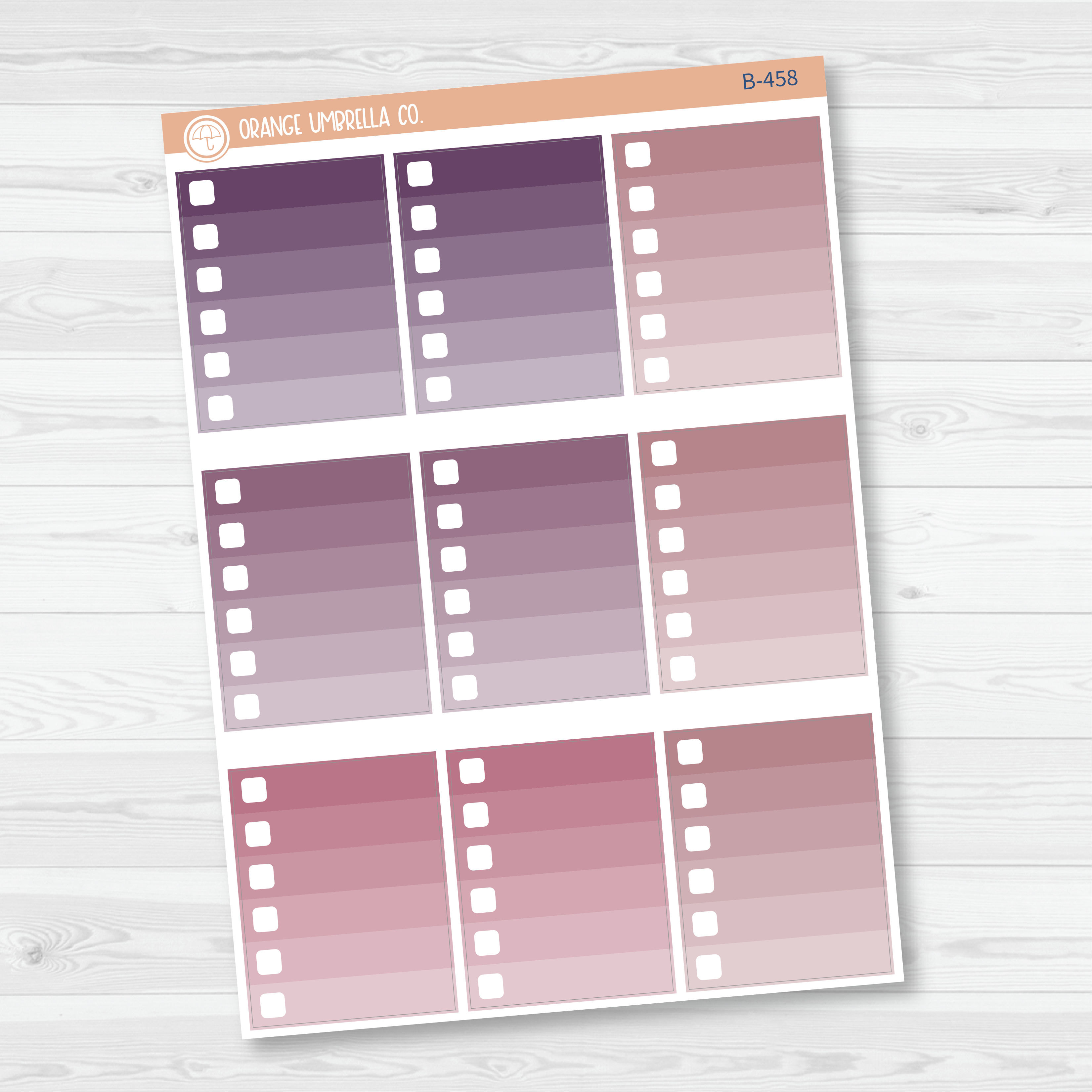 CLEARANCE | Ombre Check Box Planner Stickers | Muted | B-456/457/458)