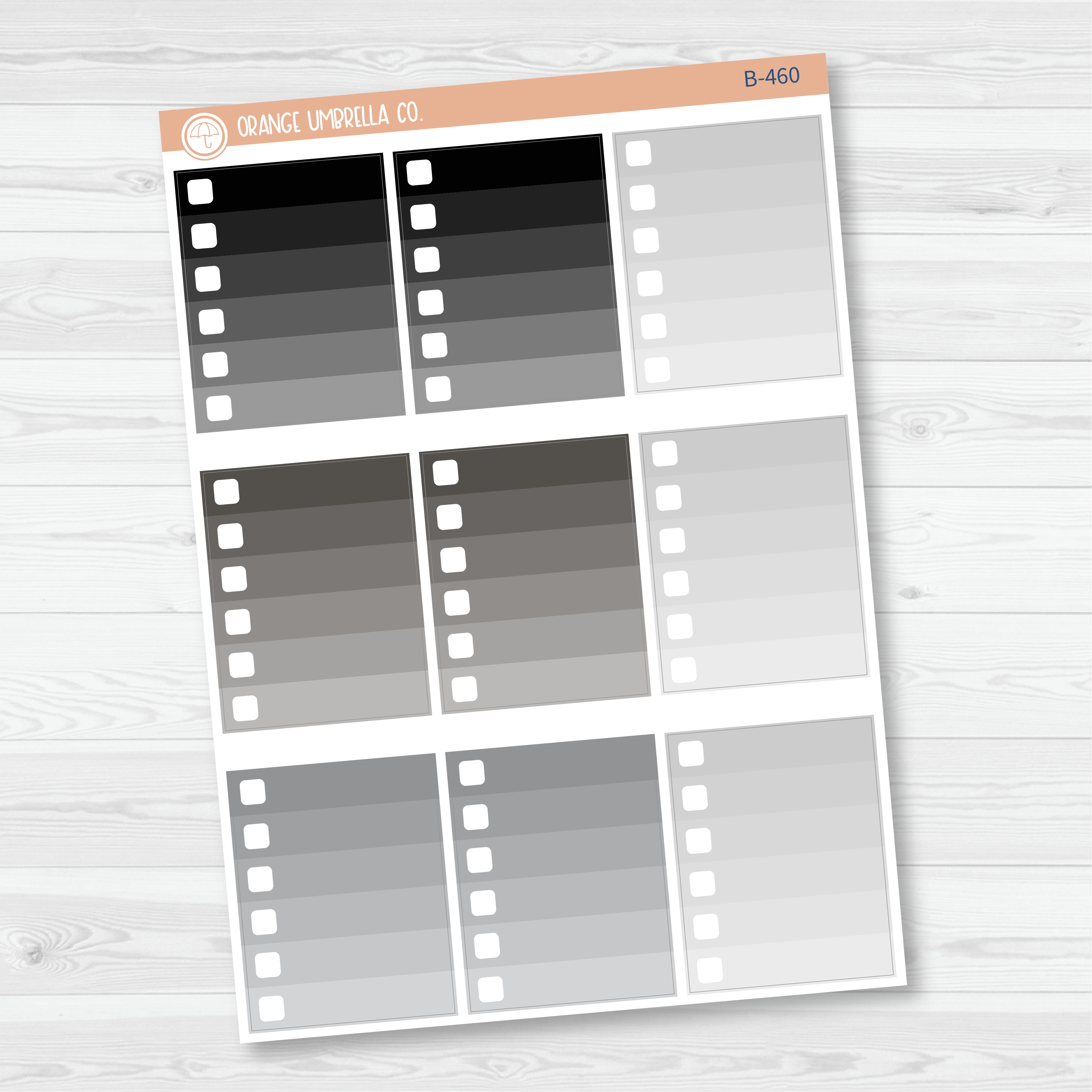 CLEARANCE | Ombre Check Box Planner Stickers | Neutrals | B-459/460