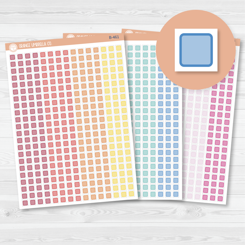 Single Individual Checkbox Planner Stickers, Square Check Box Labels, Color Print Planning Stickers (B-461/462/463)
