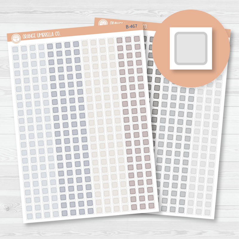 Single Individual Checkbox Planner Stickers, Square Check Box Labels, Color Print Planning Stickers (B-467/468)