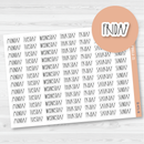 Day of the Week Header Script Planner Stickers | F12 Print | B-471-B