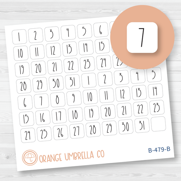 Date Dot Cover Planner Stickers | FC12 Square | B-479-B