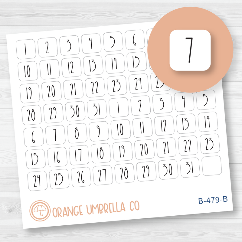 Date Dot Cover Planner Stickers | FC12 Square | B-479-B