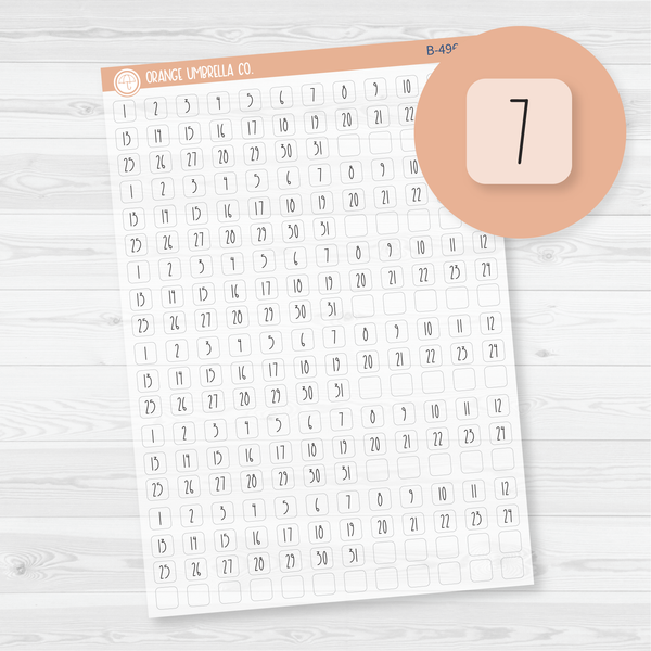 6 Months of Date Dot Covers Tiny Planner Stickers | FC12 Script Clear Matte Square | B-496-BCM