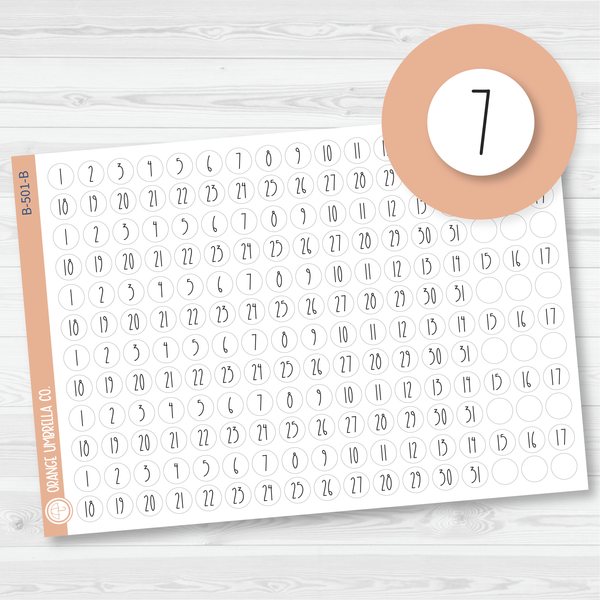 6 Months of Date Dot Covers Planner Stickers | FC12 Print Circle | B-501-B
